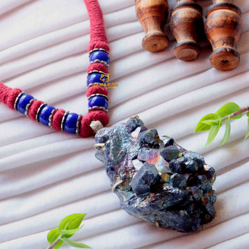 Janaksh Semiprecious natural raw crystal handcrafted statement necklace
