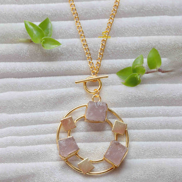 Janaksh raw uncut semiprecious gemstones round tie style casual statement tie chain
