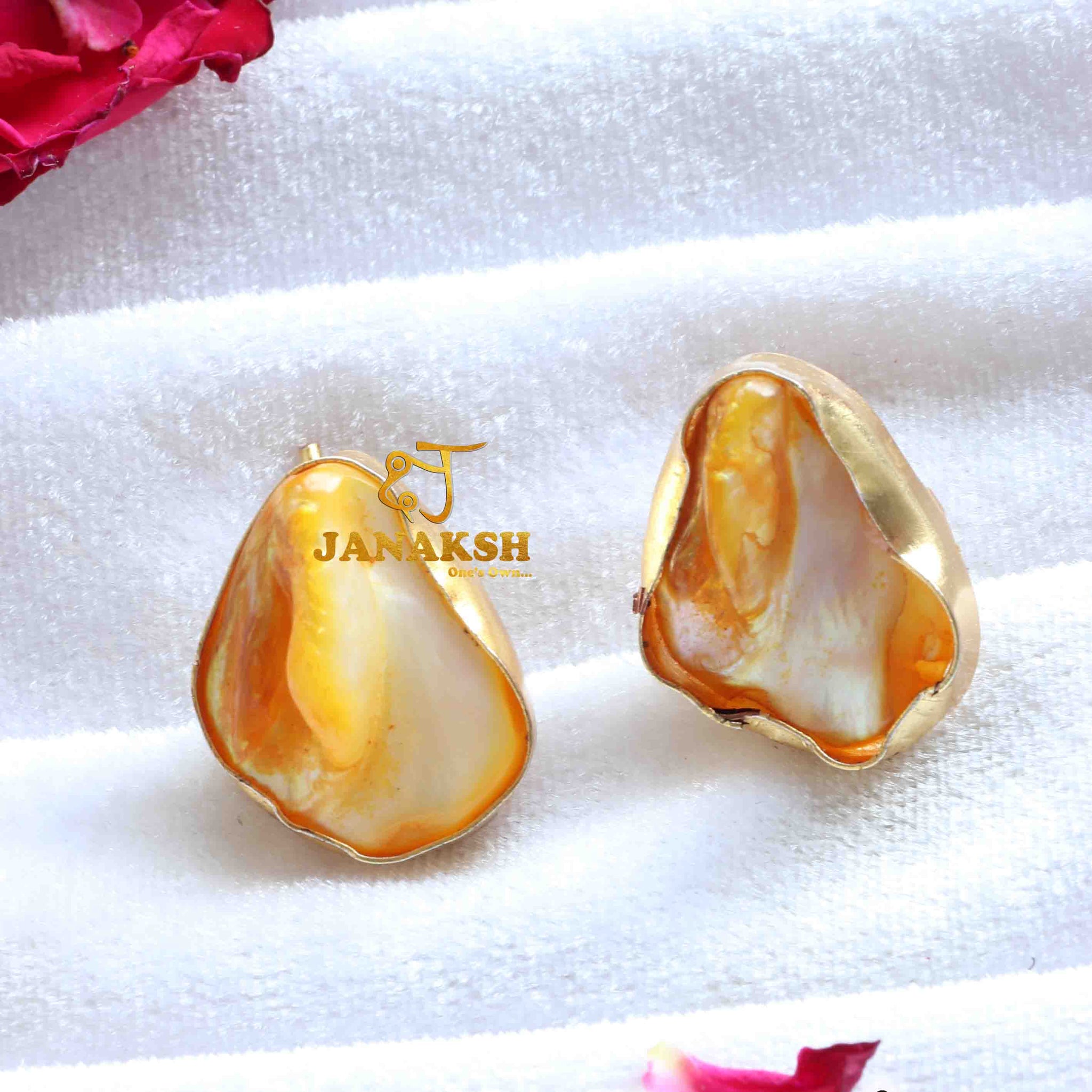 Janaksh handcrafted mother of pearl gold plated earstuds