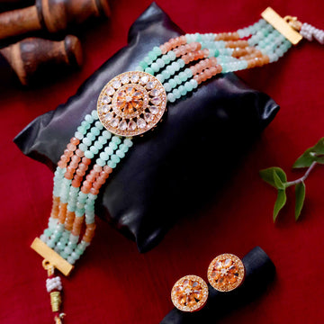 Janaksh AD Chokar necklace with semiprecious onyx beads