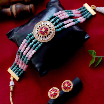 Janaksh AD Chokar necklace with semiprecious onyx beads