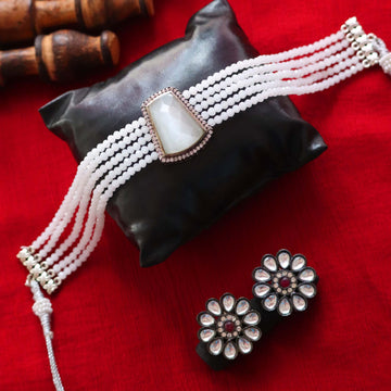 Janaksh AD and kundan work Victorian style chokar necklace set