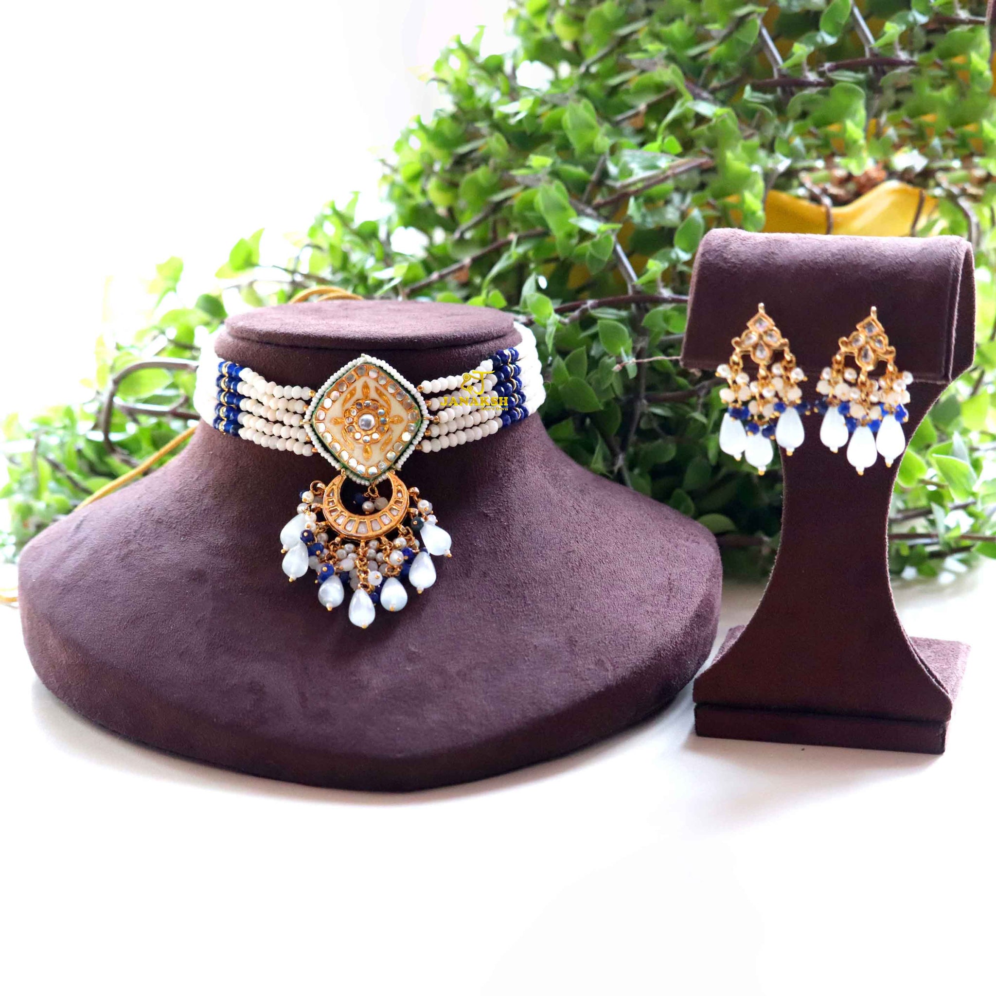 Stunning Gold Chand Bali Tikda choker Necklace Set with Lorel Work – Perfect for Weddings & Special Occasions