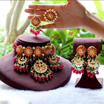 Stunning Partash Tikda Bridal Jewelry with Polki Kundan and onyx beads