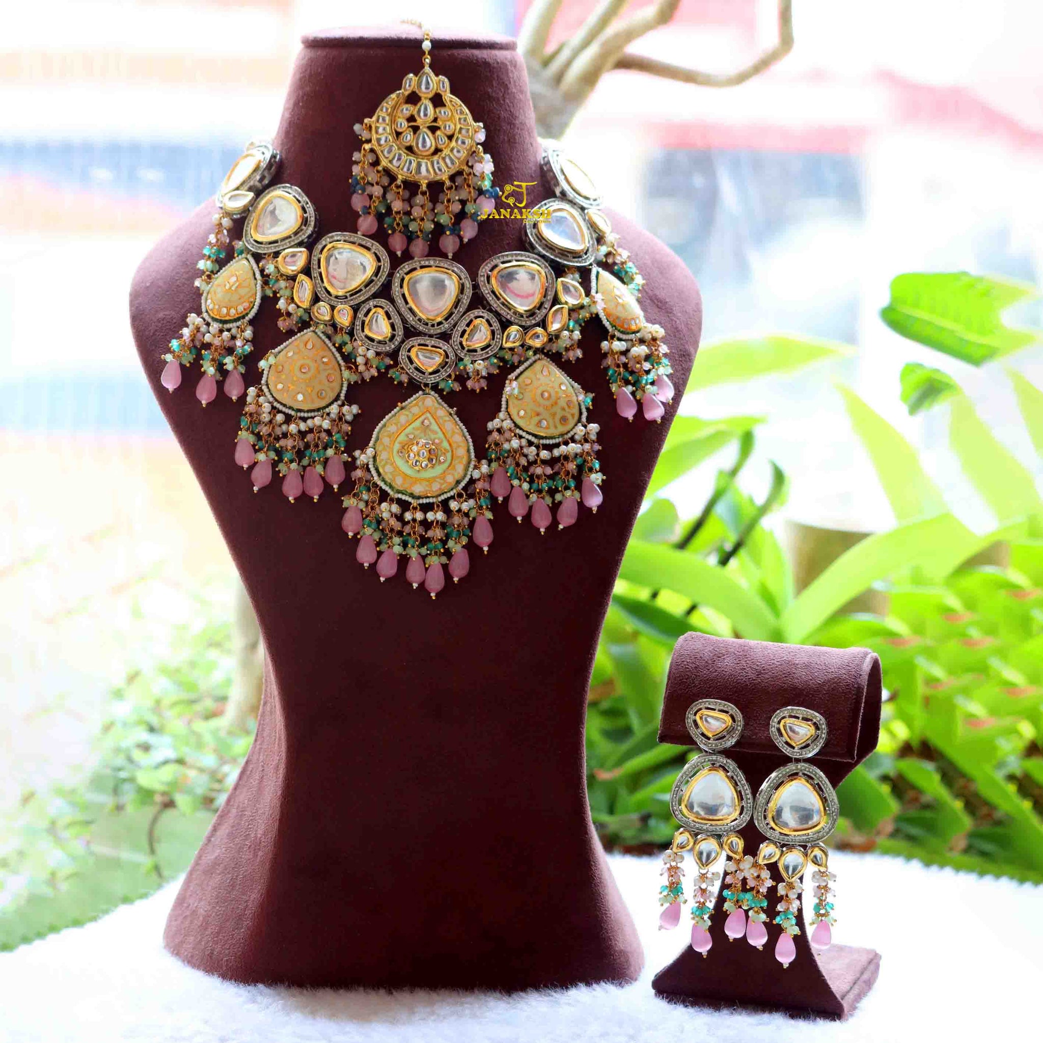 23k Gold Partash Work Polki Kundan necklace perfect for Brides