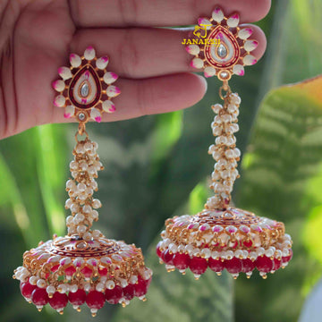 Janaksh meenakari and heavy loreal work jhumki earrings