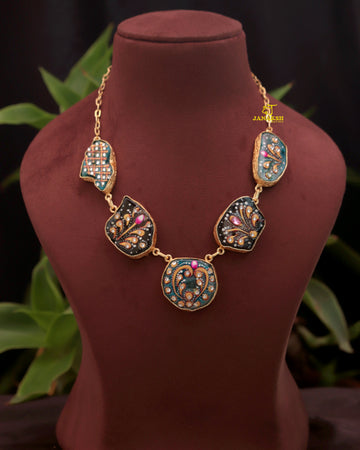 Janaksh Handcrafted Semiprecious Druzy Stone Gold Plated Statement Necklace