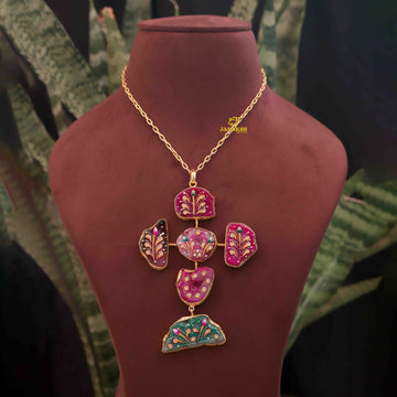 Janaksh Tanjore statement gold plated gemstone necklace