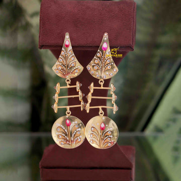 Janaksh brass handmade light weight earrings with Tanjore wok