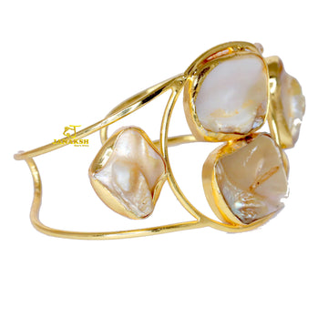 Janaksh Party Wear handcrafted mother of pearl adjustable gold plated bracelet