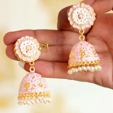 Flower Design Meenakari Jhumki Earrings |Everyday jhumka Earrings |