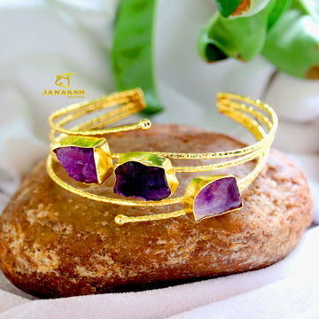 Brass-based bracelet, featuring raw, vibrant stones