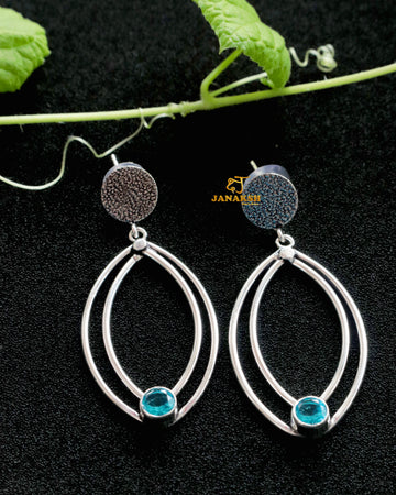 Janaksh Oxidized Silver Brass Earrings in drop shape | Timeless Elegance