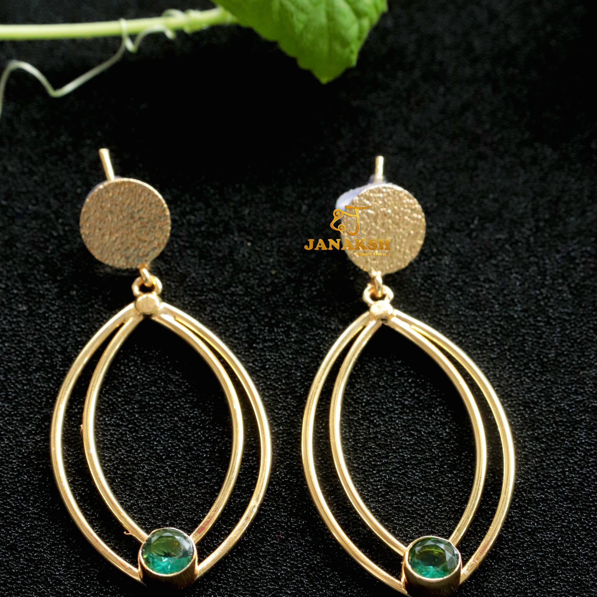 Handcrafted Brass Earrings with Semiprecious Diamond Cut Hydro Gemstones