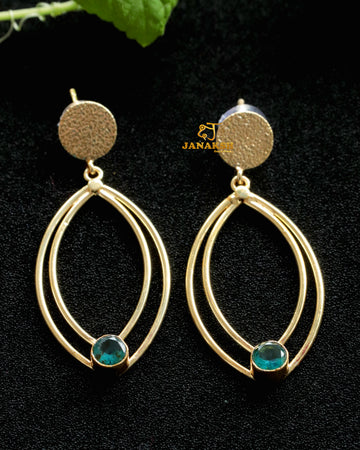 Radiant Splendor: Handcrafted Brass Earrings with Semiprecious Diamond Cut Hydro Gemstones by Janaksh