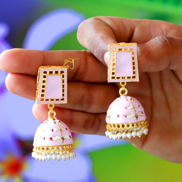 Jaipuri handcrafted Meenakari and L'Oreal work jhumkis